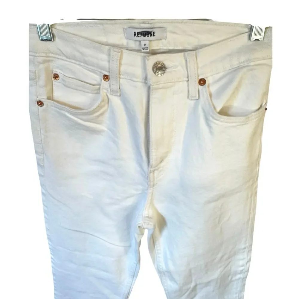 RE/DONE NWT 70s Crop Boot Jeans White Denim Size 31 High Rise Recycled Levi’s